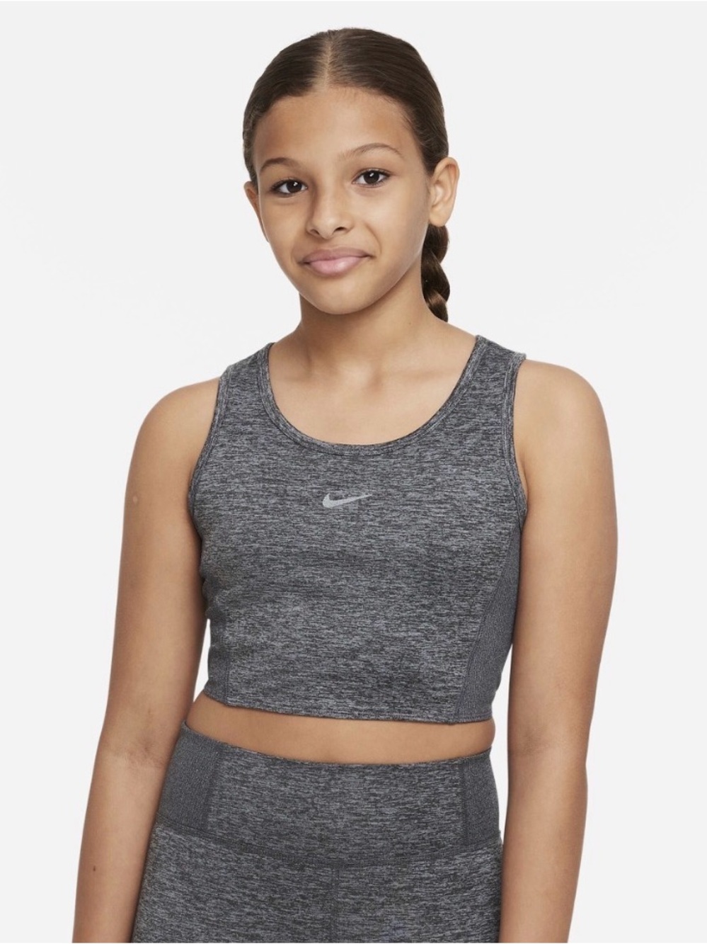 Nike Heather Gray Girls' Athletic Crop Tank Top